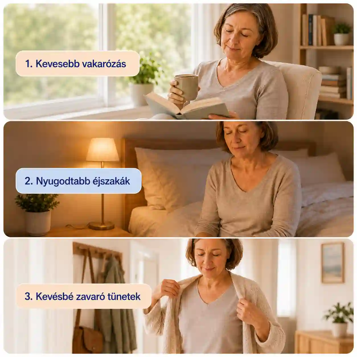 Kevesebb vakarózás, nyugodtabb éjszakák, kevésbé zavaró tünetek a mindennapokban